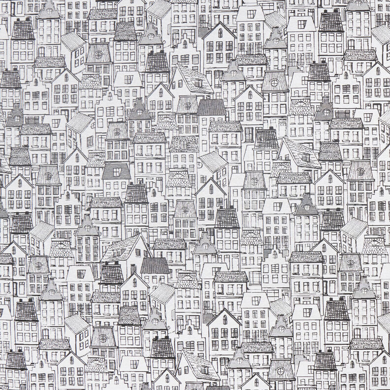 Tissu de décoration Jacquard Village au trait – noir/blanc, image number 1