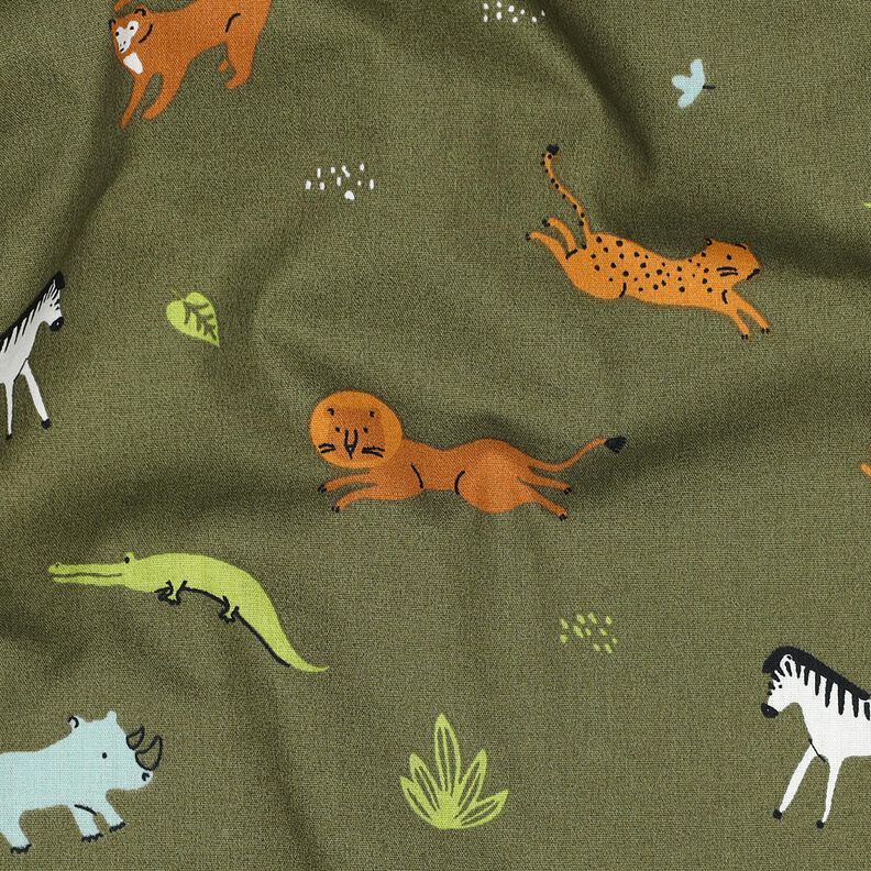 GOTS Popeline coton Animaux des steppes | Poppy Fabrics – olive foncé, image number 2