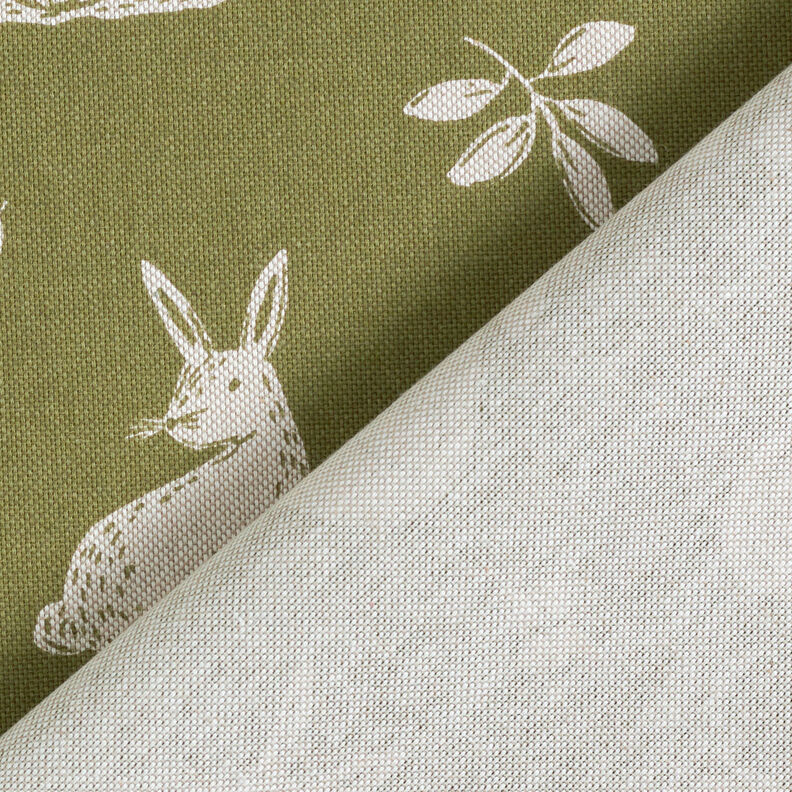 Tissu de décoration Semi-panama Scène d'animaux de la forêt – olive/nature, image number 4