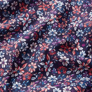 Tissu en coton Cretonne Petites fleurs – homard/bleu marine, 