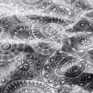 Cretonne de coton collage mandala – gris, 