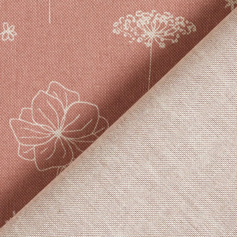 Tissu de décoration Semi-panama Fleurs délicates – vieux rose,  image number 4
