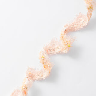 Ruban dentelle Fleurs en tulle [30 mm] – rose, 