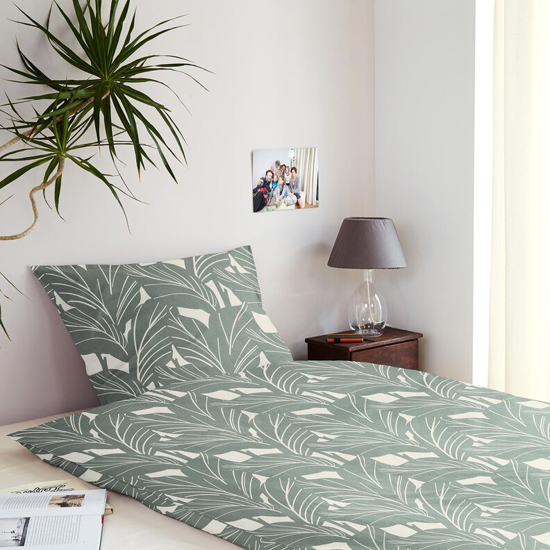 Tissu de décoration Panama Feuilles élégantes – roseau/nature, image number 7