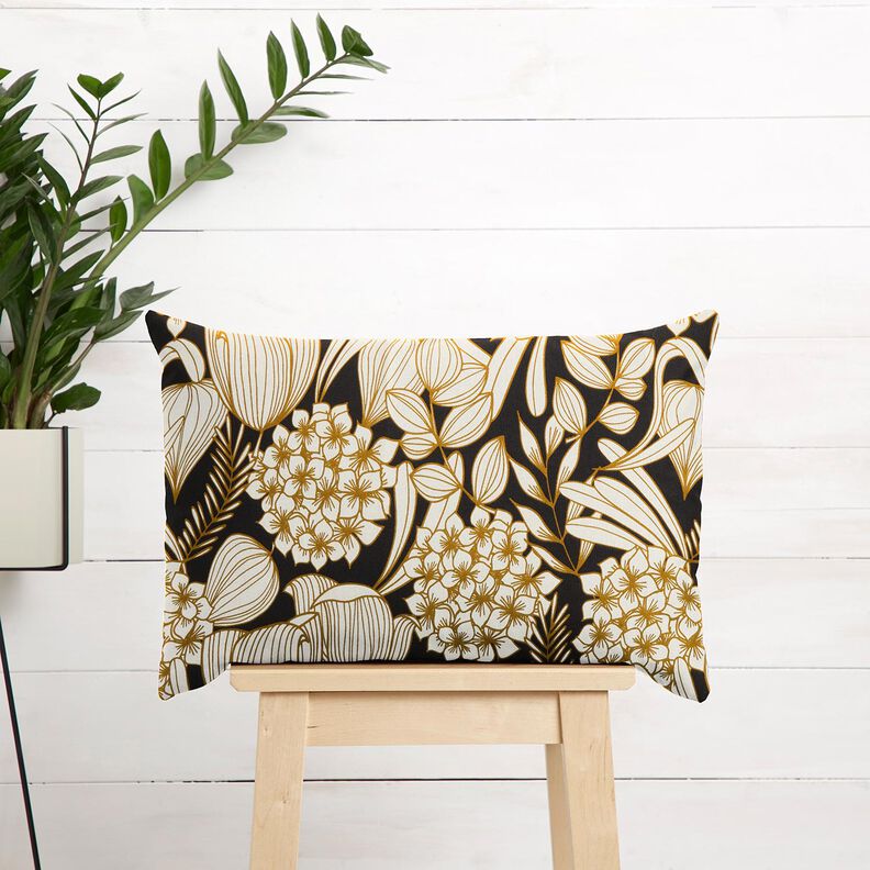 Satin de coton Tropische Blumen – noir,  image number 5