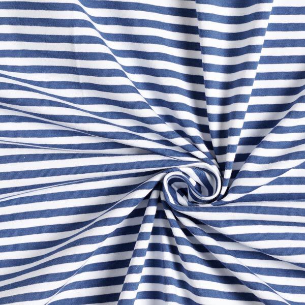 Jersey coton Rayures étroites – bleu jean/blanc,  image number 4