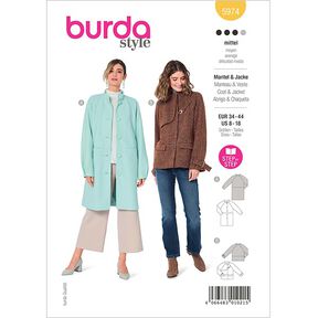 Veste / Manteau manches raglan et col montant | Burda 5974 | 34-44, 