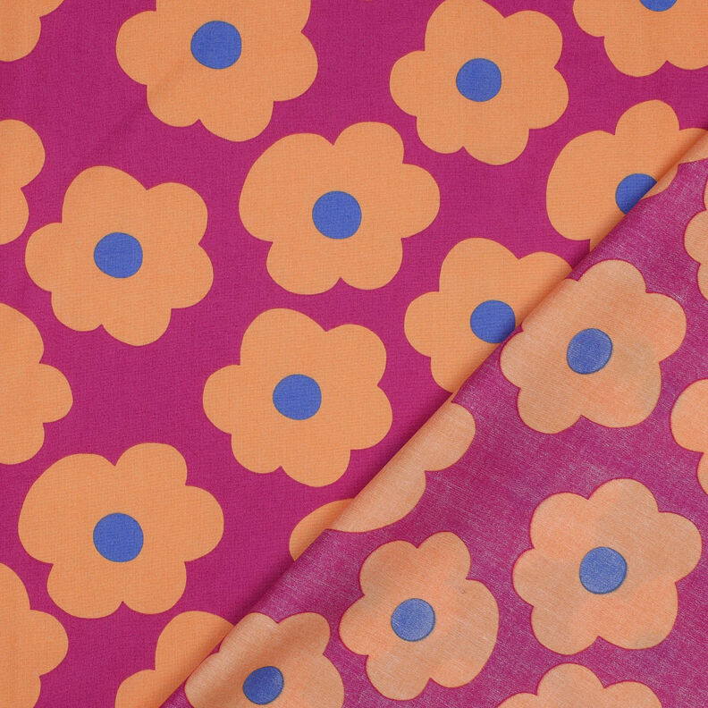 Popeline coton Big Flower | Nerida Hansen – lilas rouge/abricot,  image number 4