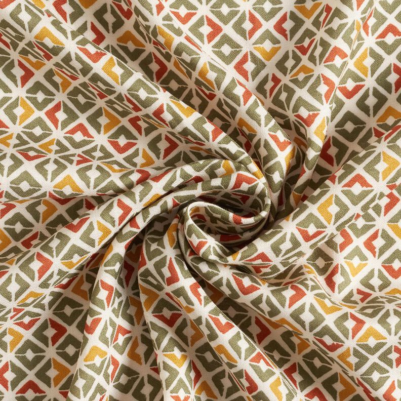 Crêpe de viscose Losanges rétro – beige/kaki,  image number 3