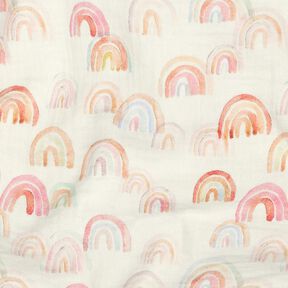 Tissu double gaze de coton Arcs-en-ciel colorés Impression numérique | Poppy Fabrics – ivoire/saumon, 