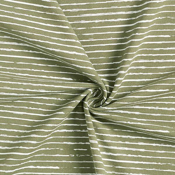 Jersey de coton Rayures en gribouillage – kaki,  image number 3