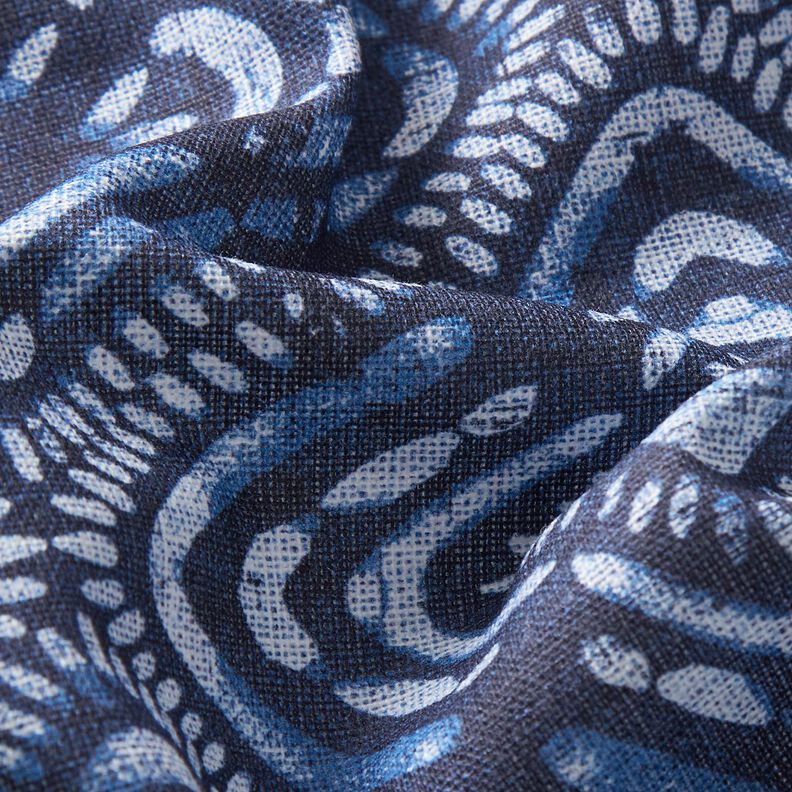 Tissu de décoration Canvas Carrelage batik – indigo/blanc, image number 2