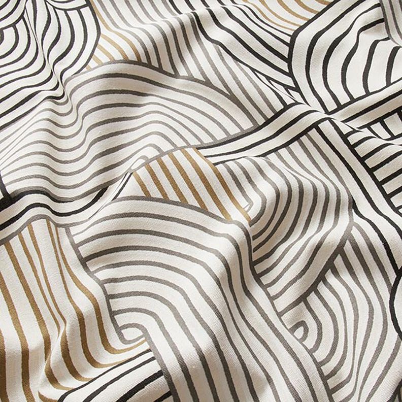 Tissu de décoration Semi-panama Arcs abstraits – noir, image number 2