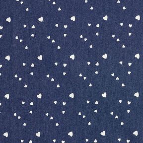 Chambray Petits cœurs – bleu marine/écru, 