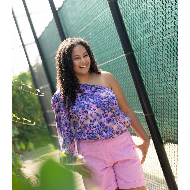 Satin de coton fleurs aquarelles Impression num&eacute;rique | Poppy Fabrics &ndash; noix de cajou/lilas,  image number 5