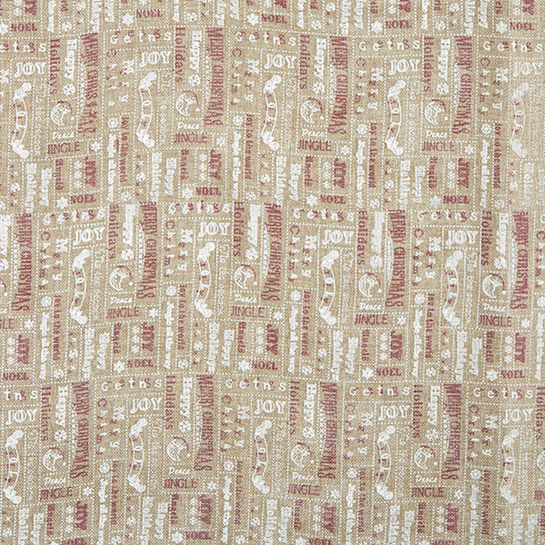 Tissu de décoration Aspect jute Collage de Noël – dune/blanc,  image number 1