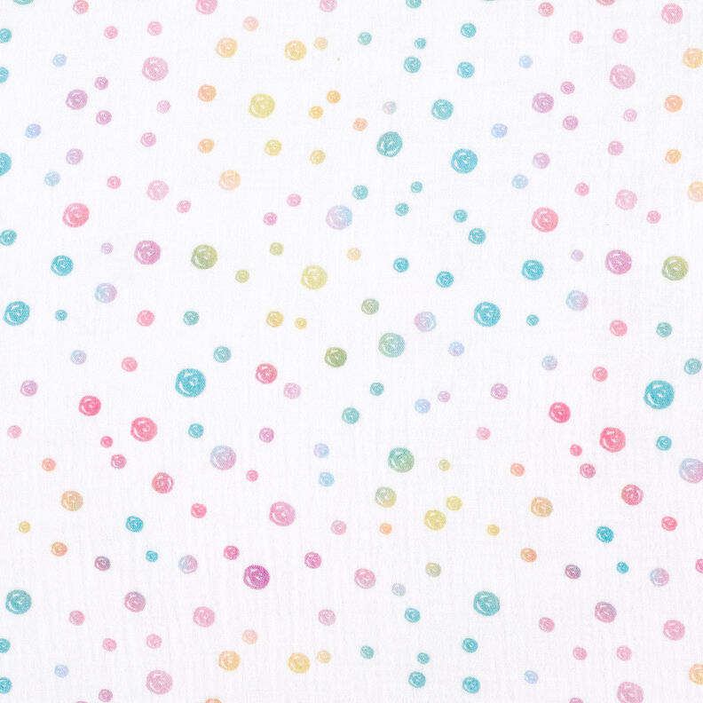 Tissu double gaze de coton Points gribouillés multicolores Impression numérique – écru,  image number 1