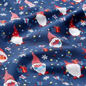 Tissu en coton Popeline Lutins de Noël – bleu marine/rouge, 