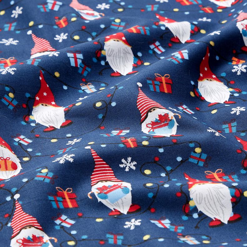 Tissu en coton Popeline Lutins de Noël – bleu marine/rouge, image number 2