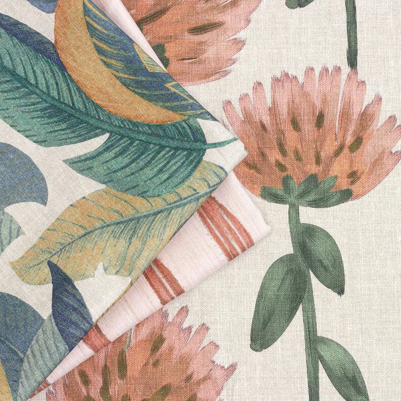 Tissu de décoration Semi-panama Feuilles de bananier – gris bleu/taupe clair, image number 5