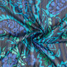 Mousseline de satin à rayures pailletées et fleurs Paisley – turquoise/noir,  thumbnail number 4