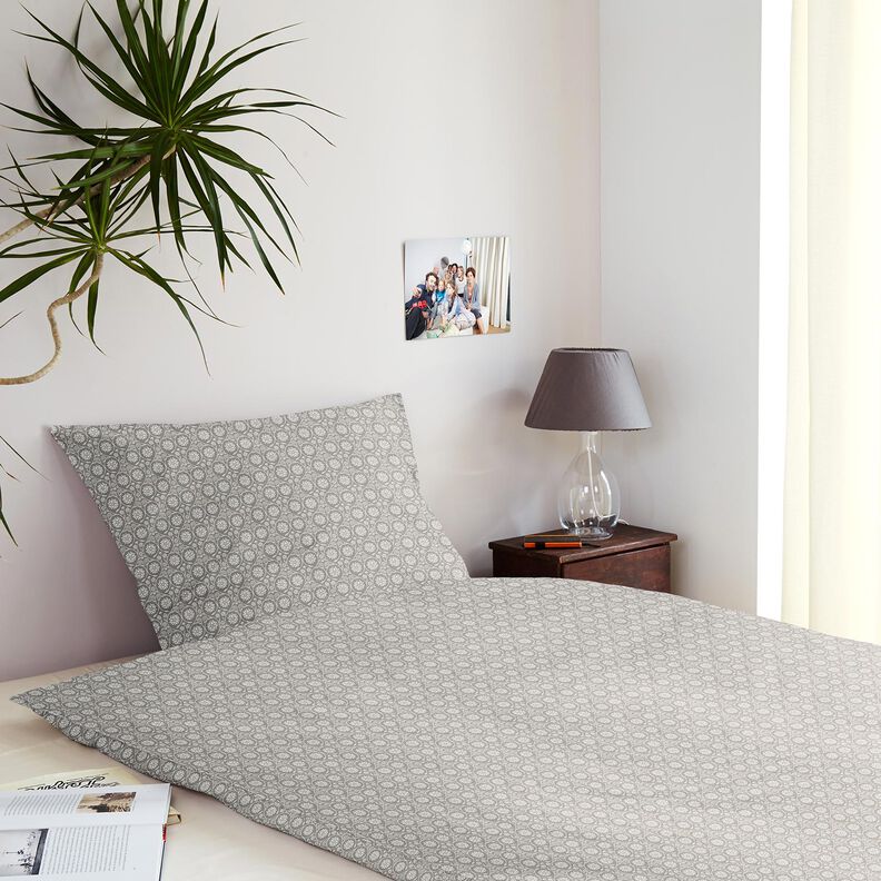 Tissu en coton Cretonne Fleurs et rameaux – argent/blanc, image number 7