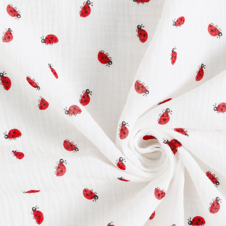 Tissu double gaze de coton Coccinelles – ivoire,  image number 3