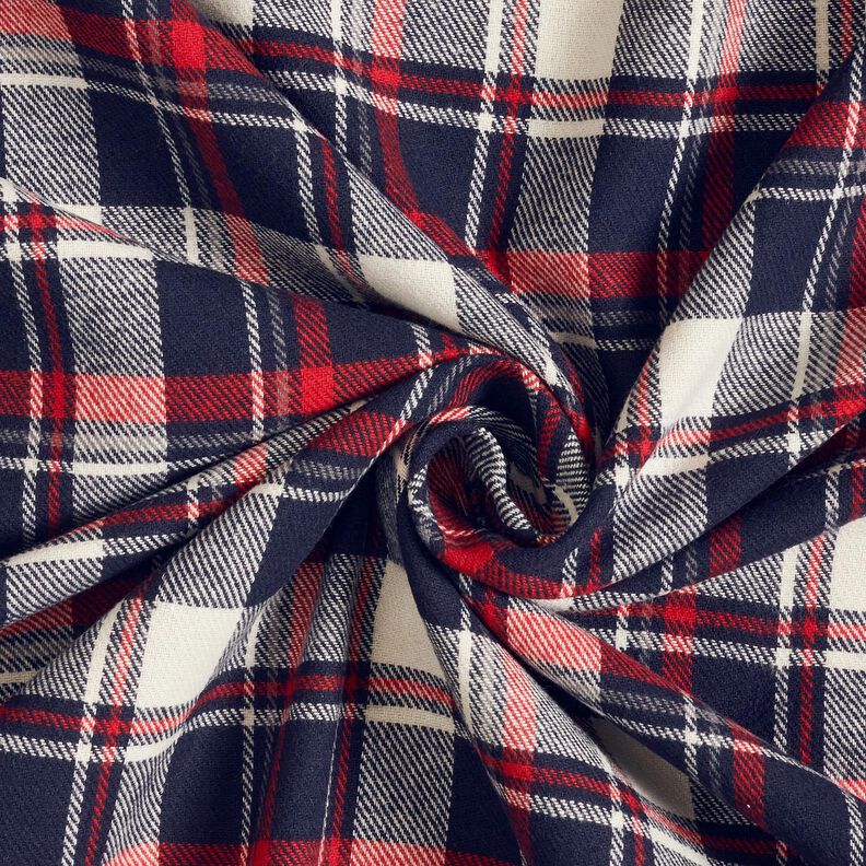 Flanelle coton Carreaux – bleu noir/carmin, image number 3