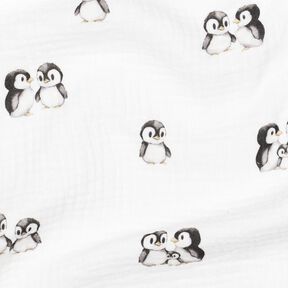 GOTS Tissu double gaze de coton Pinguine Impression numérique | Poppy Fabrics – ivoire/anthracite, 