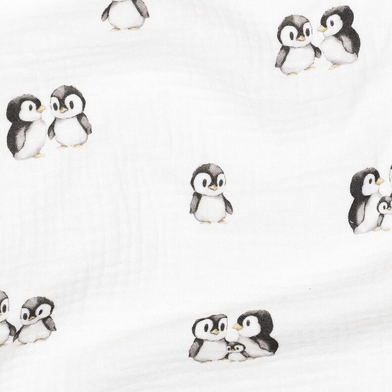 GOTS Tissu double gaze de coton Pinguine Impression numérique | Poppy Fabrics – ivoire/anthracite,  image number 2