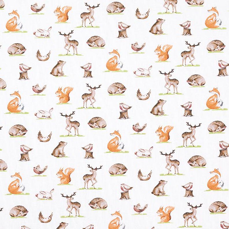 Jersey de coton bio Animaux de la forêt en aquarelle – écru,  image number 1