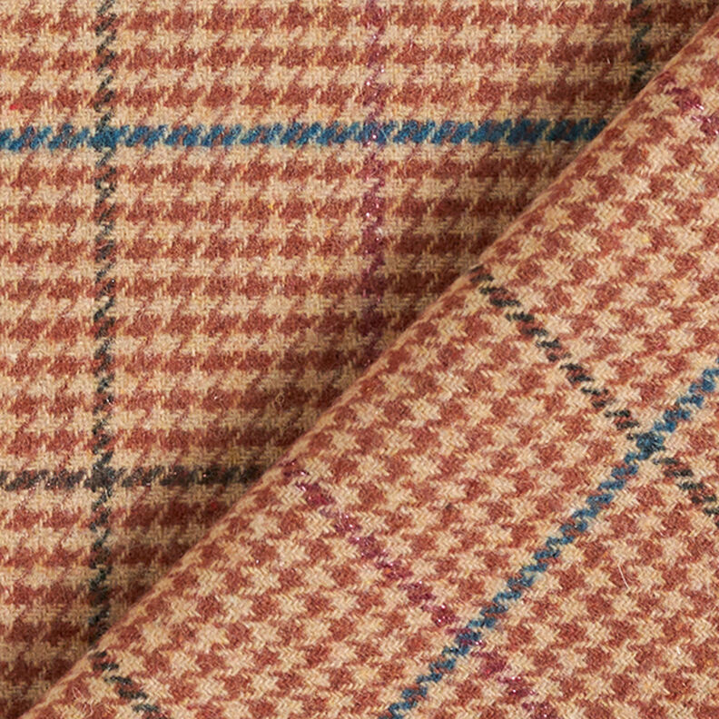 Tissu pour manteau Carreaux pied-de-poule avec effet scintillant – beige/cuivre,  image number 4