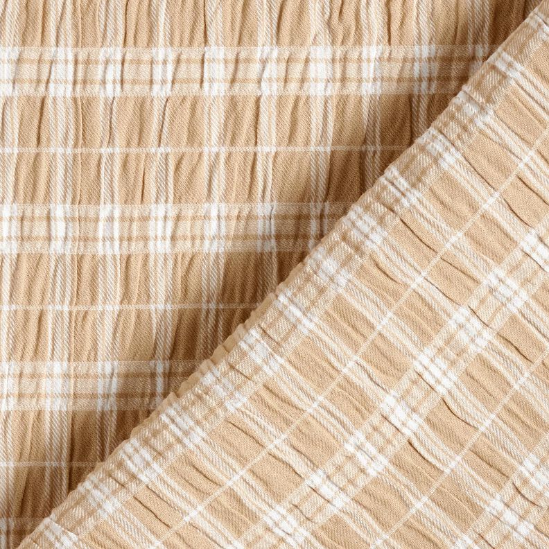 Seersucker Rayures mixtes – sable/blanc, image number 4