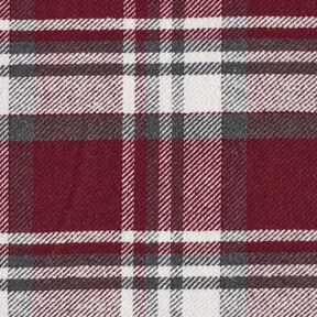 Tissu de manteau à carreaux avec envers fourrure – rouge bordeaux/gris schiste, 