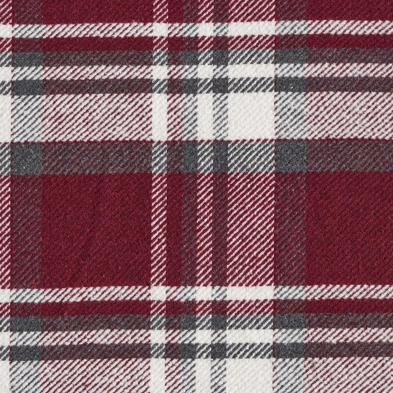 Tissu de manteau à carreaux avec envers fourrure – rouge bordeaux/gris schiste,  image number 1