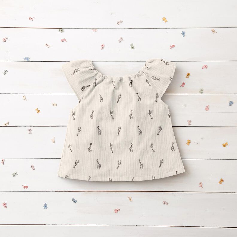 Tissu double gaze de coton Jolies girafes – blanc, image number 5