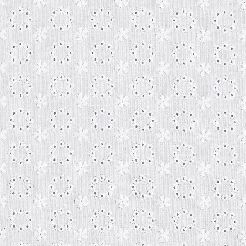 Batiste de coton Dentelle brodée Couronnes de fleurs – blanc,  image number 1