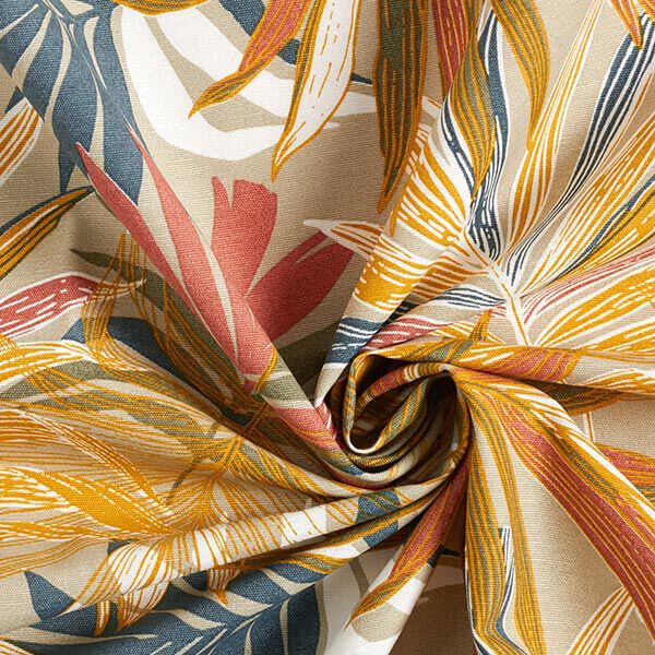 Tissu de décoration Canvas Feuilles de jungle 280cm – sable/chili,  image number 3
