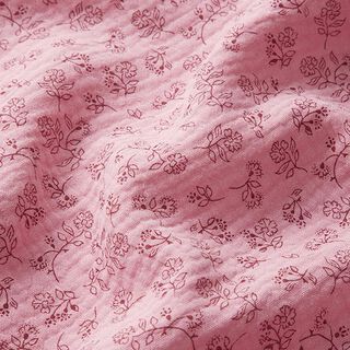 Tissu double gaze de coton Petites vrilles de fleurs – rose, 