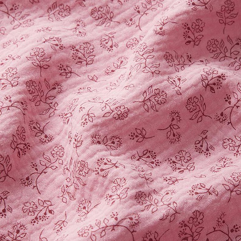 Tissu double gaze de coton Petites vrilles de fleurs – rose,  image number 2