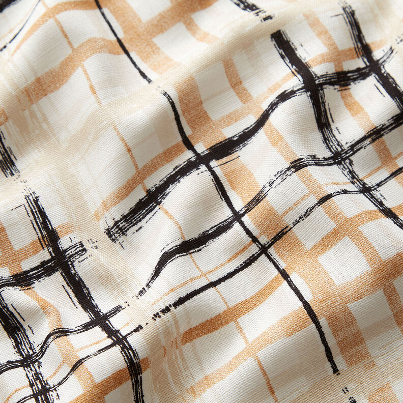 Lin-viscose mélangés à carreaux abstraits – nature/beige, image number 2