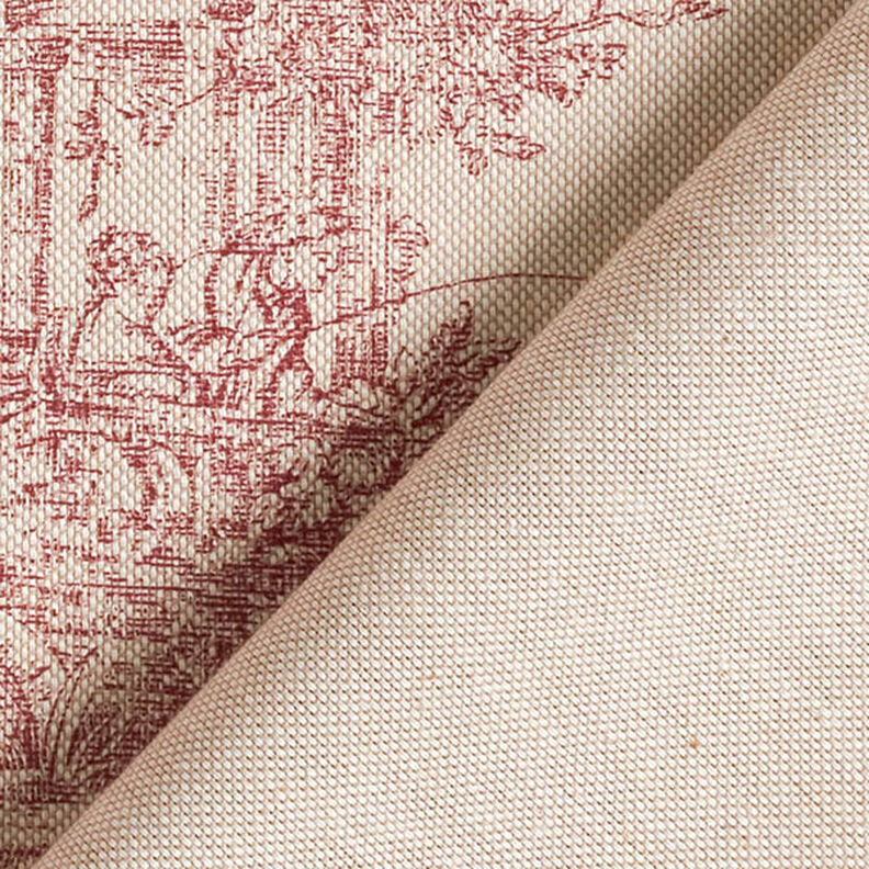 Tissu de décoration Semi-panama Toile de Jouy classique – carmin/nature,  image number 4
