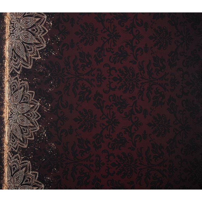 Jersey cotonTissu bordure Mandala avec taches d'or | Glitzerpüppi – marron noir/or,  image number 5