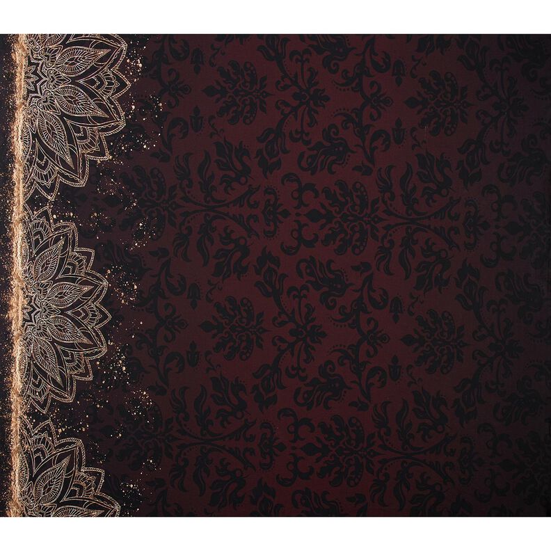 Jersey cotonTissu bordure Mandala avec taches d'or | Glitzerpüppi – marron noir/or, image number 5