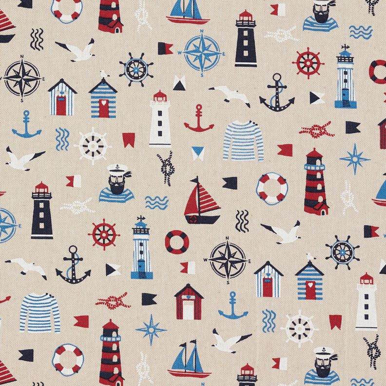 Tissu de décoration Semi-panama Classiques maritimes – nature/bleu marine, image number 1