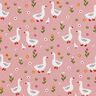 Popeline coton Oies dans un pré – rose,  thumbnail number 1