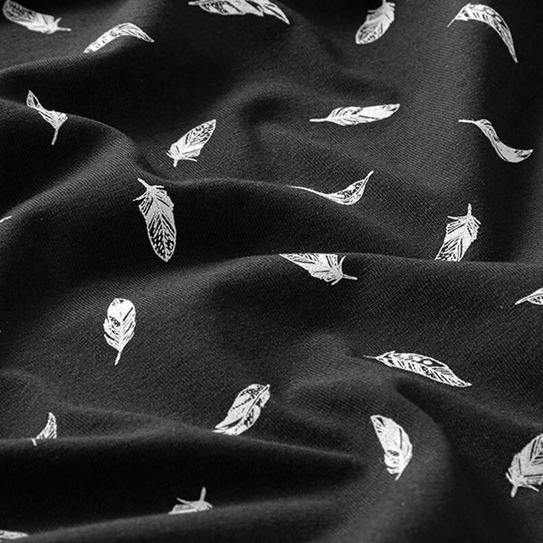 Jersey coton Plumes – noir,  image number 2