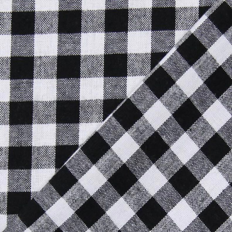 Tissu en coton Vichy à carreaux 1 cm – noir/blanc,  image number 3