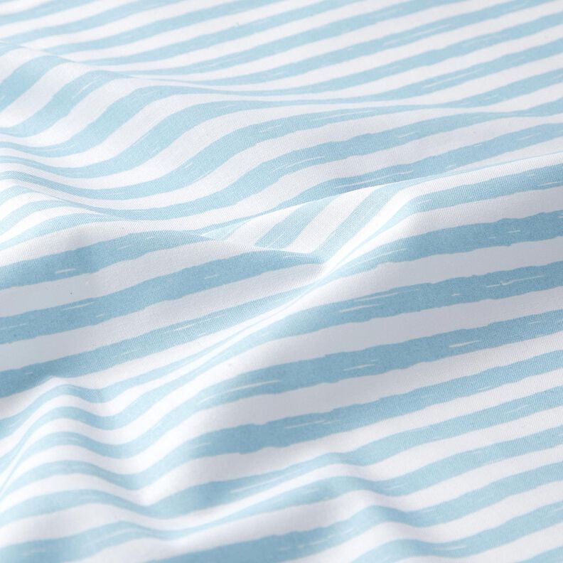 Tissu en coton Cretonne rayures décontractées – bleu clair/blanc, image number 2