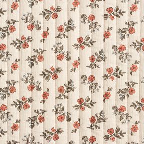 Tissu gaze de coton Tissu matelassé Fleurs romantiques – écru/myrtille, 